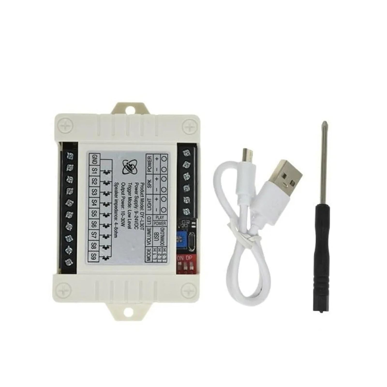 Módulo de aviso de voz MP3 de 30W con entrada de voltaje flexible DC9-24V 5