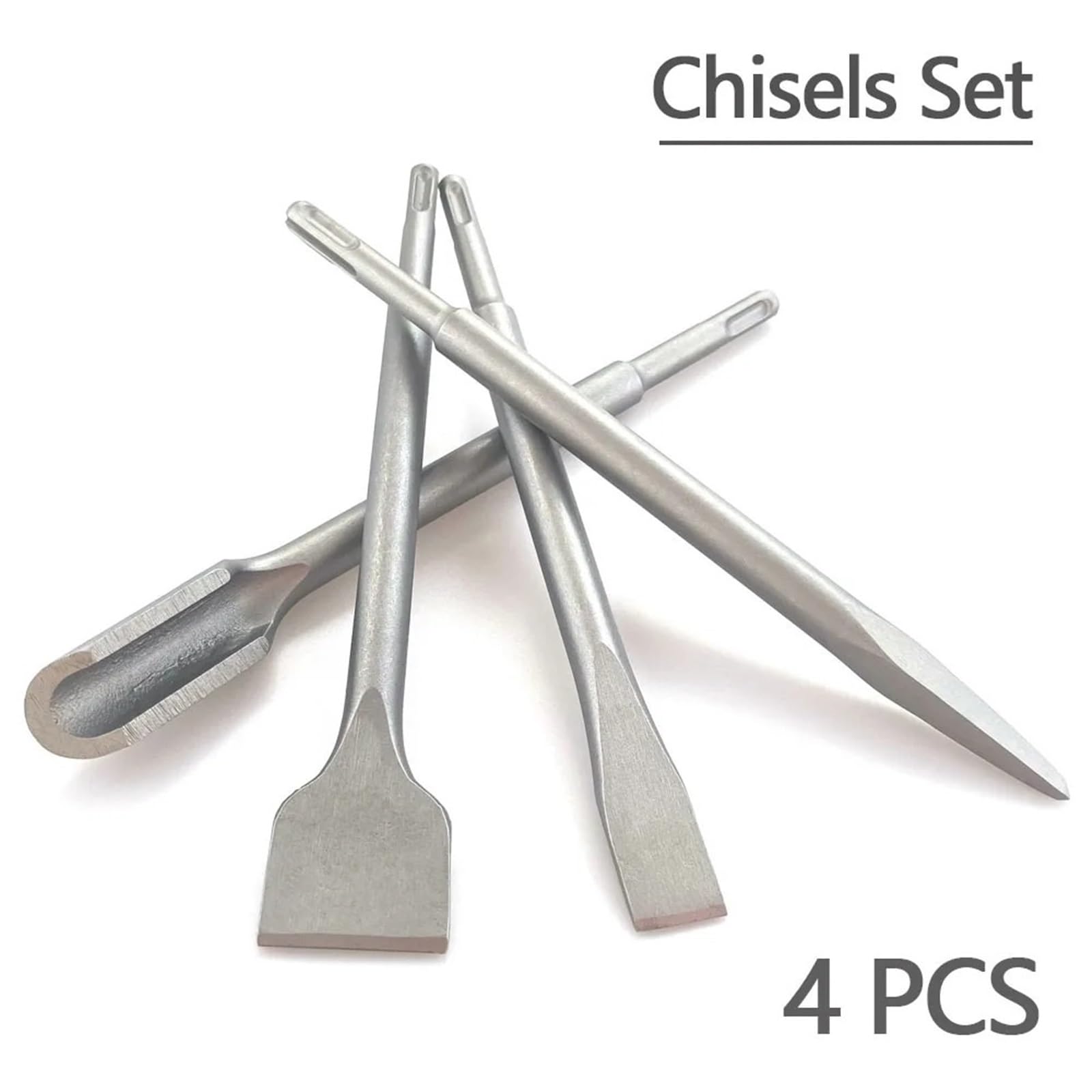 Scalpello Muratore Set di 4 scalpelli con Gambo, Punta da Trapano a Martello, scanalatura a Punta, scalpello Piatto, Utensili for muratura, for Cemento, Mattoni, Muro, Roccia