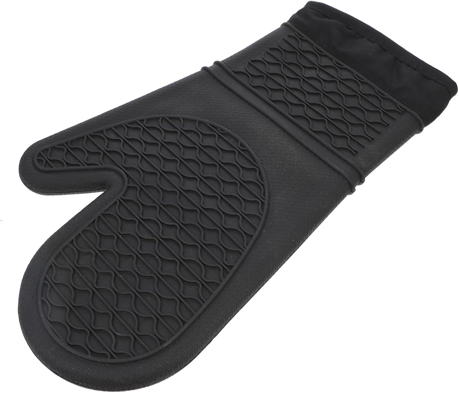 Sosoport Heat Resistant Oven Mitt Kitchen Gloves Non Slip Cooking Baking Glove for Microwave and Oven Use Black Protective Baking Cooking Safety