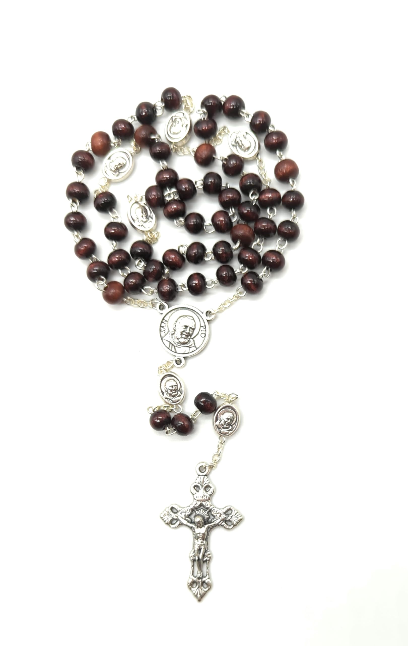 Chapelet de Padre Pio en bois de qualité supérieure avec sa croix ciselée