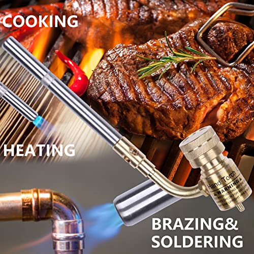 Propane Mapp Gas Torch Head 360° Rotatable Nozzle, Plumbing Torch Flame Adjustable Fuel by Propane Mapp Map-Pro Canisters, High Intensity, Brass Pressure Regulator