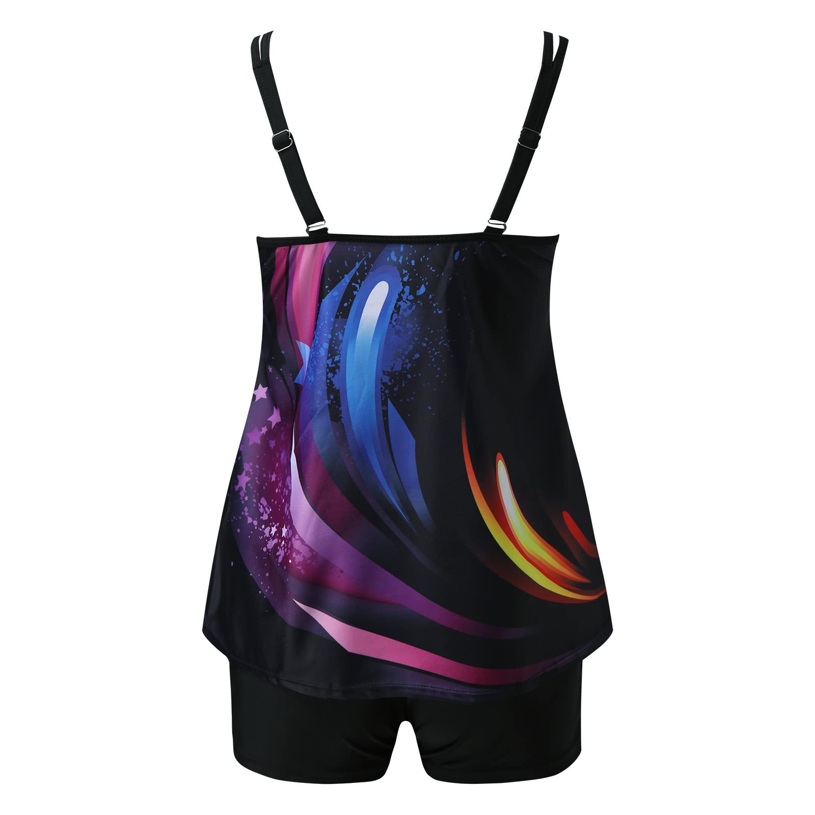Tankini damska dwuczęściowa moda kąpielowa, kolorowy nadruk, wyszczuplający brzuch, górna część z szortami kąpielowymi na lato, elegancki strój kąpielowy, wysoka talia, strój kąpielowy