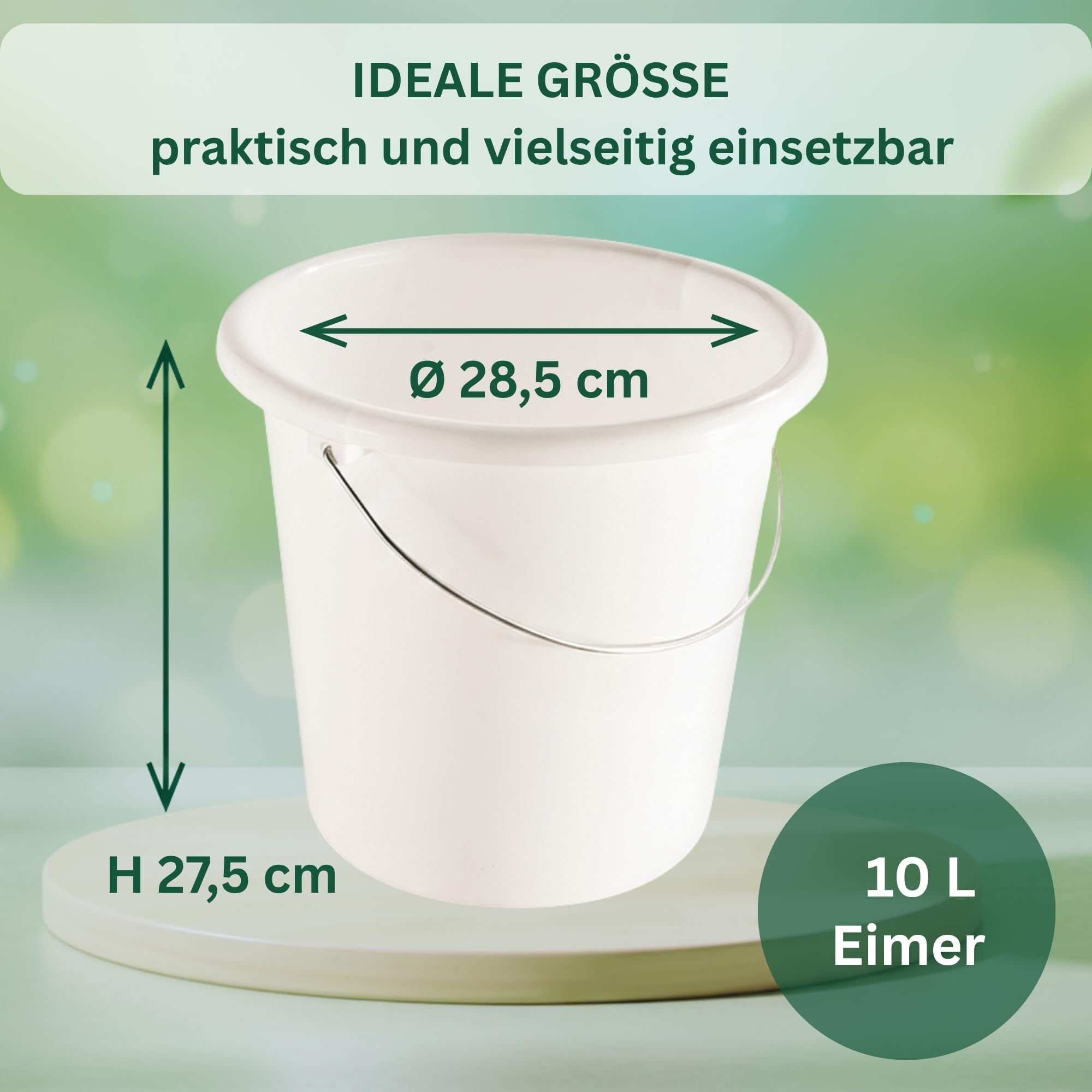 Novaliv 20 sztuk wiaderek 10 l, białe, z podziałką na wymiary, 10 l, 28,5 cm, praktyczne, uniwersalne ze skalą, do gospodarstwa domowego i ogrodu, idealne jako wiadro domowe, wiadro na wodę, wiadro do