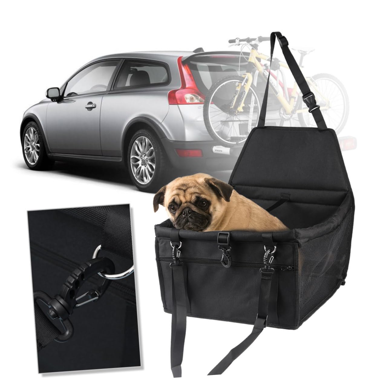 ABOOFAN Bolsa para Perros para El Coche con Laterales de Malla para Transportar Mascotas Color Cómoda para El Coche