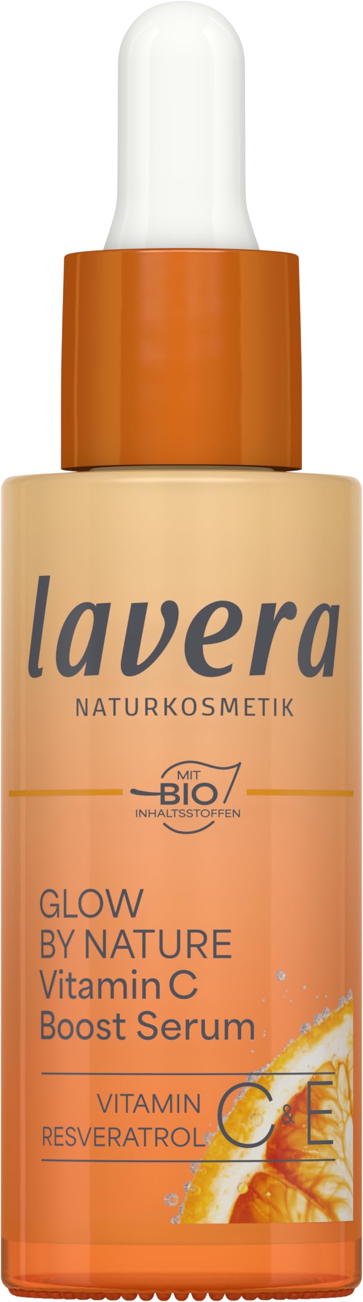 lavera Glow By Nature Vitamin C Boost Serum - intensive Hydration - erfrischt & geschmeidigt - mildert Pigmentflecken & Pickelmale - Q10 - vegan - Naturkosmetik - 30 ml