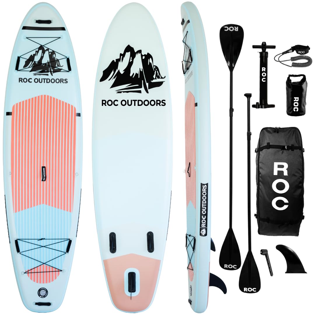 Roc Inflatable Stand Up Paddle Boards with Premium SUP Paddle Board Accessories, Wide Stable Design, Non-Slip Comfort Deck for Youth & Adults
