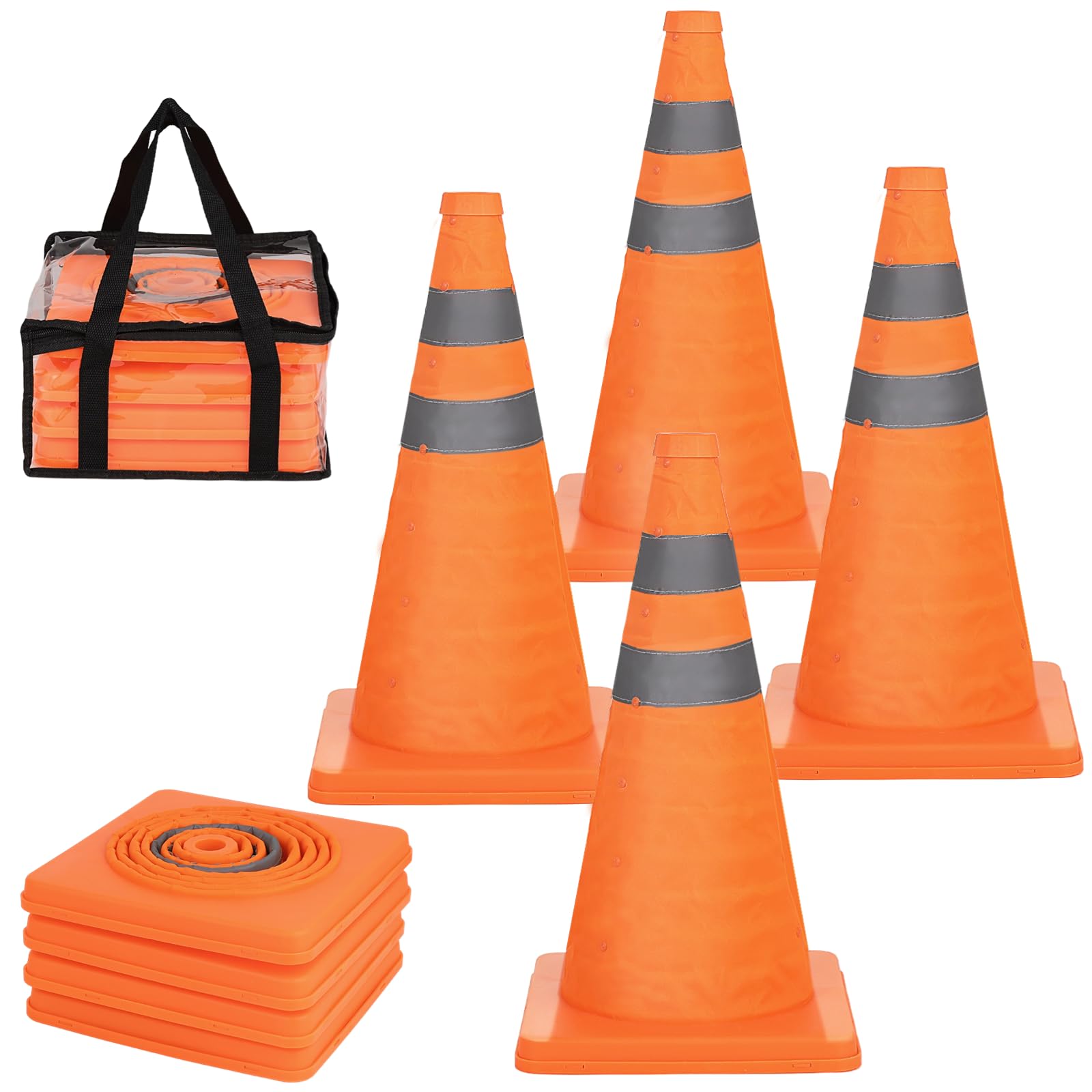 SWEWARM 18" Collapsible Traffic Safety Cones - Multi-Purpose Pop-up Cones