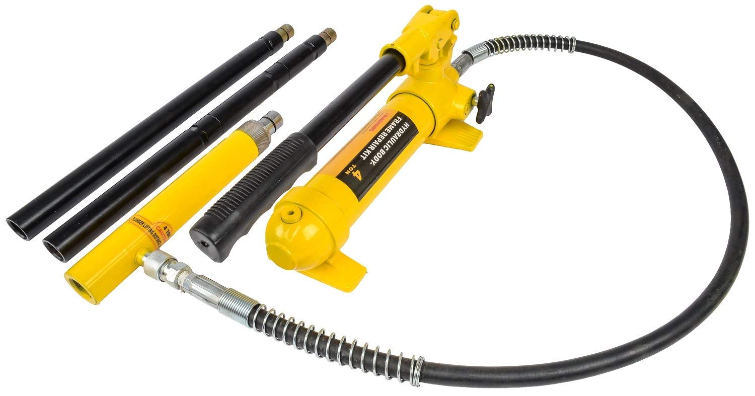 JEGS Hydraulic Porta-Power Ram Jack Kit | 4-Ton Rating | 4-3/4 Inch Stroke | 10-1/2 Inch Minimum Height | 12 Ounce Oil Capacity