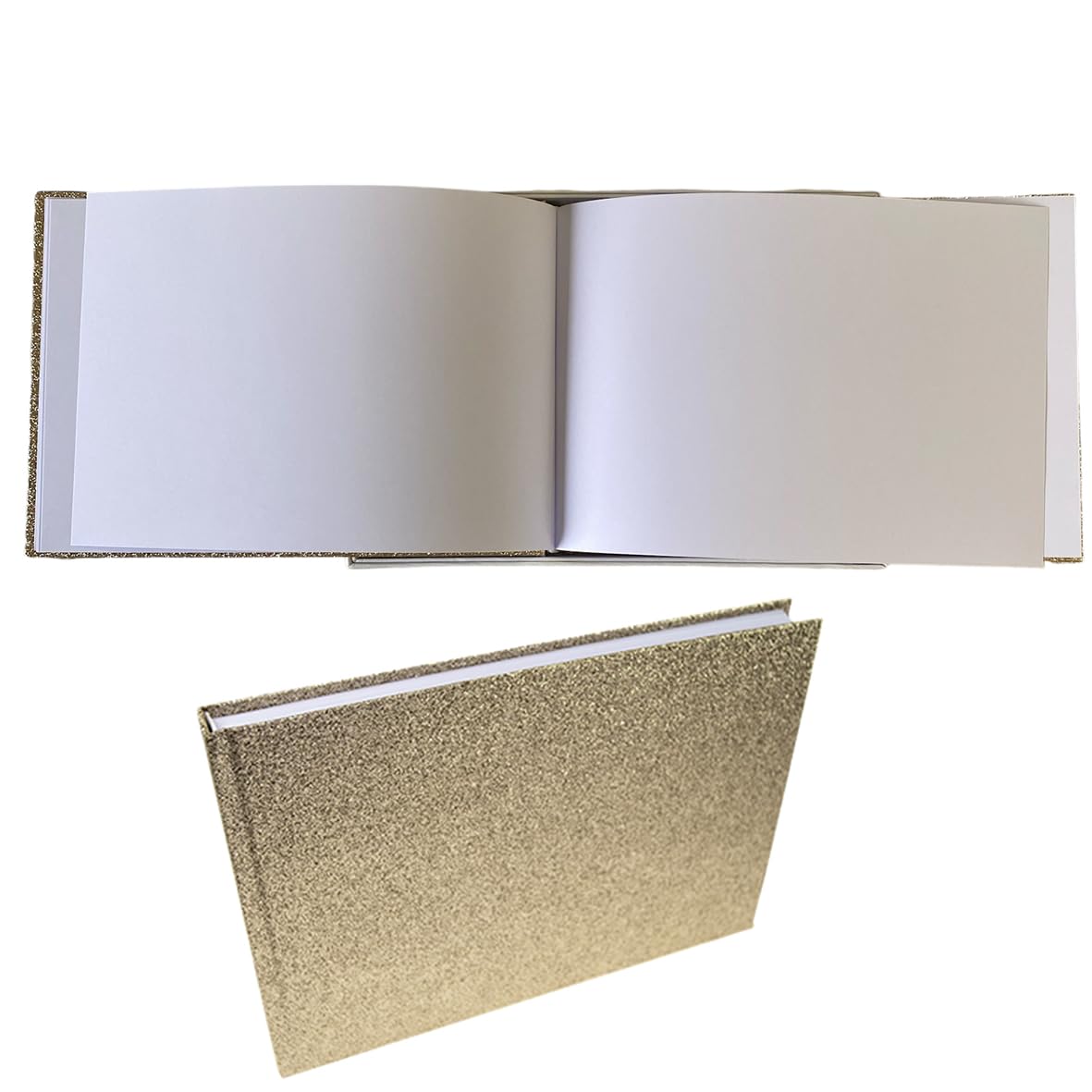 Glitter Guest Book, 80 Blank Pages 160 Sides Wedding Guestbook, Silver, Rose Gold, Champagne, Scrapbook - Boxed Case. Guest to Sign, Baby Shower, Birthday Christening, Funderal, Autograph (Champagne)