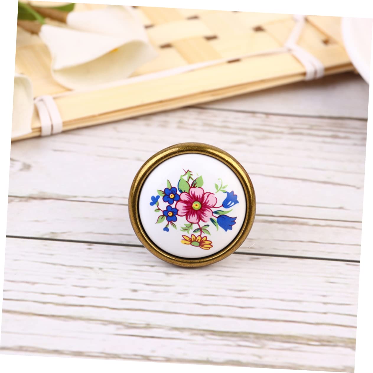 LIFKOME 2 Sätze Keramische Türknöpfe Mit Blumenmuster Ländlicher Stil Für Schränke Diy Möbelknöpfe Für Küchenschränke Und Kommoden 4 Stück * 2