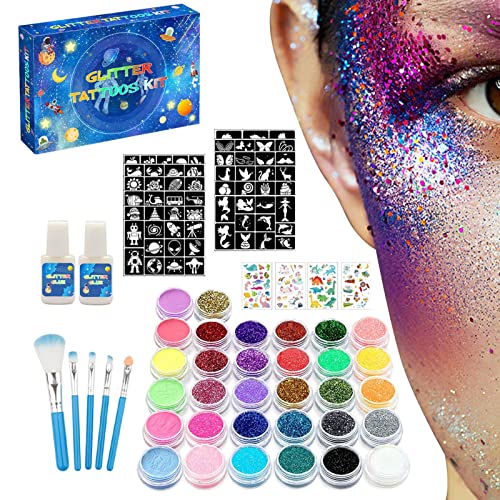 2 Pcs Kit de tatuagem de para crianças, Kit de tatuagens com 26 cores, Festa do Festival de Corporal