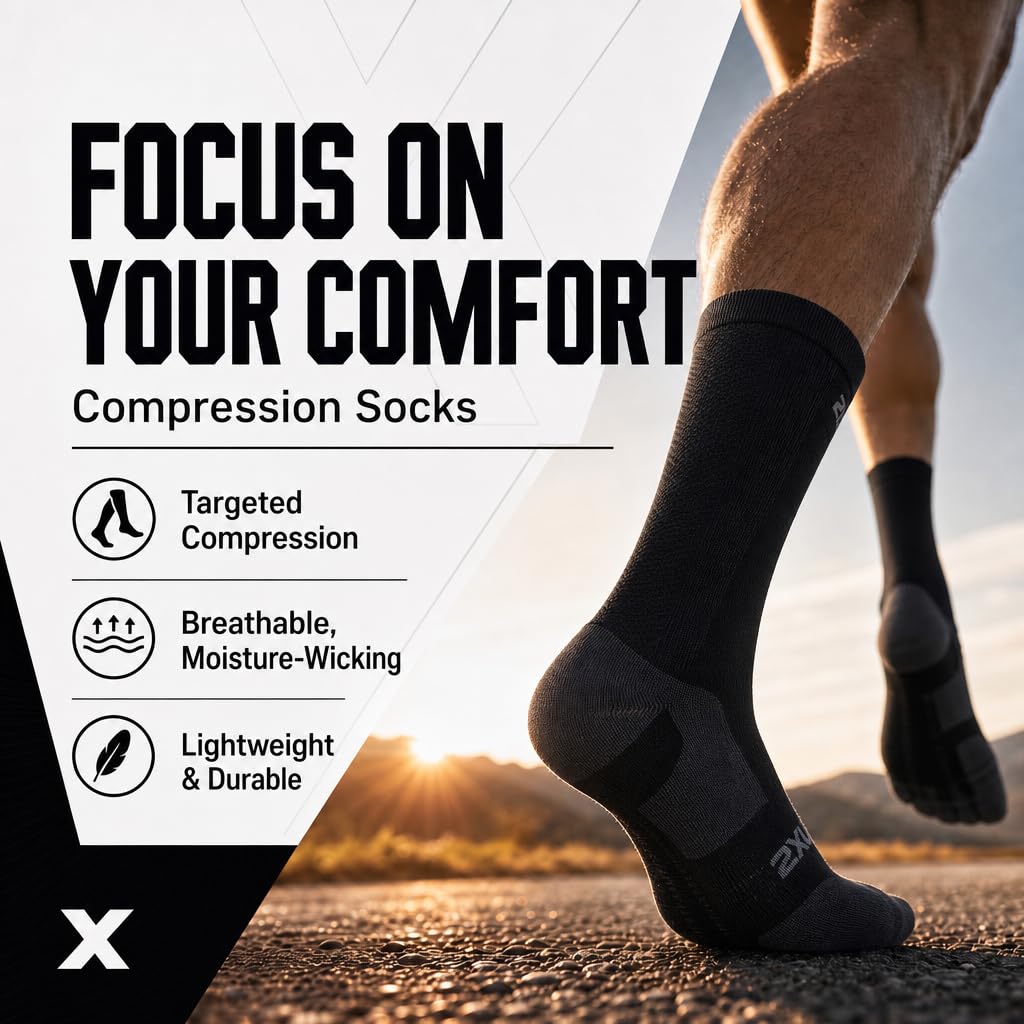 2XU Unisex Vectr Light Cushion Full Length Socks Compression Sock