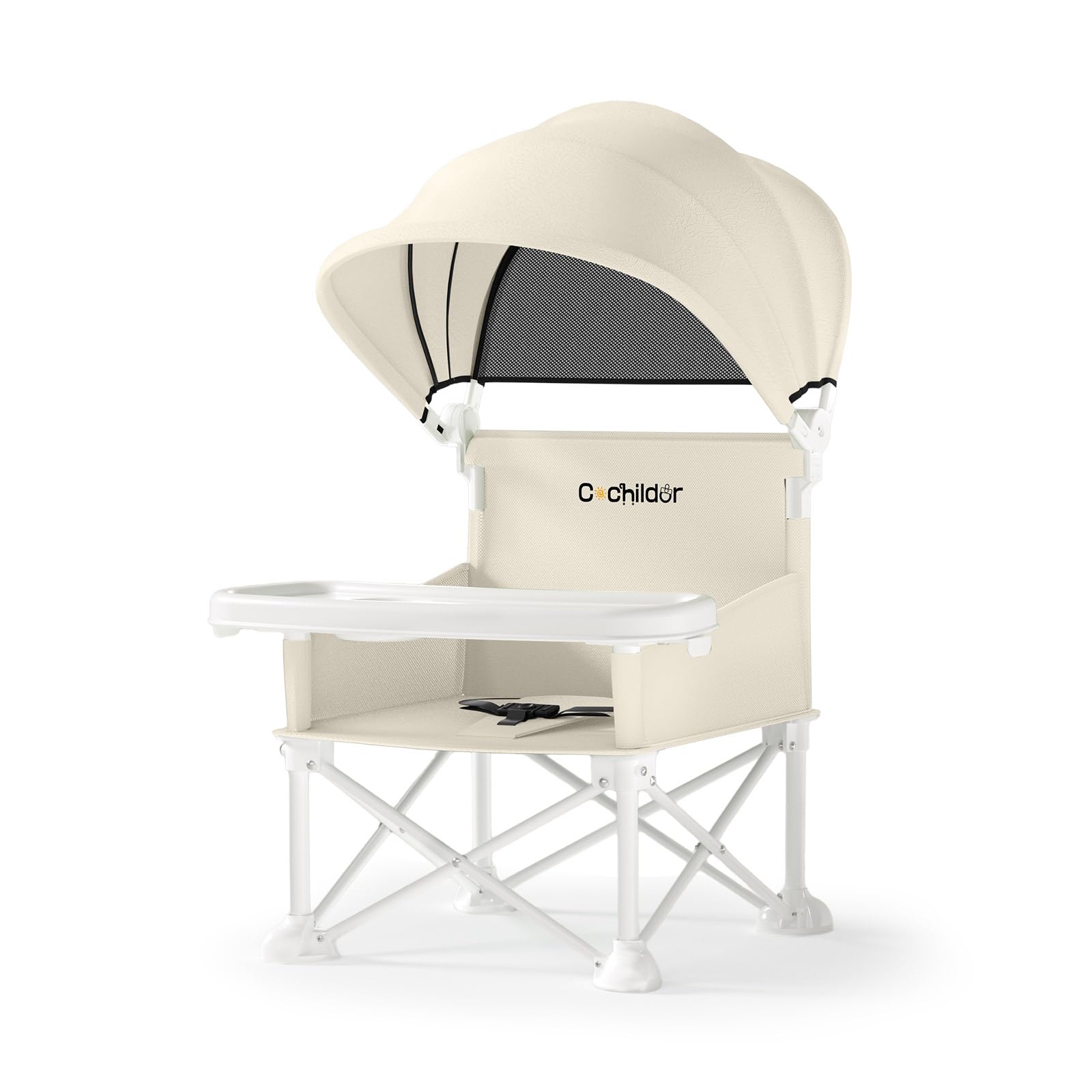 Cochildor 4-in-1 Tragbare Sitzerhöhung für Babys, Faltbarer Babysitz, Beige