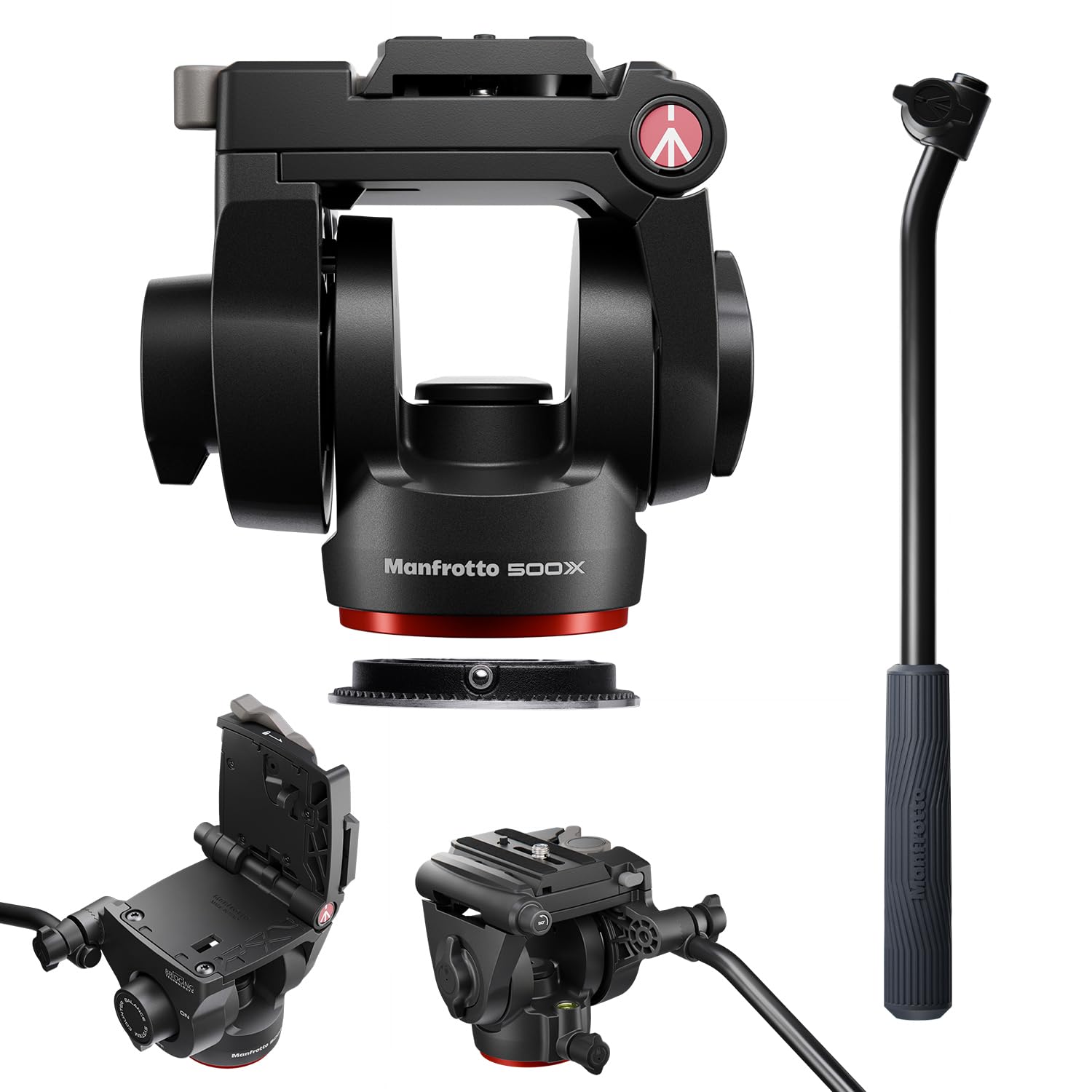 Manfrotto 500X Testa Video Fluida per Mirrorless, Portata 5 Kg, Base Piatta, Piastra Scorrevole a Sgancio Rapido, Verticale e Orizzontale, Ideale per Creator e Social