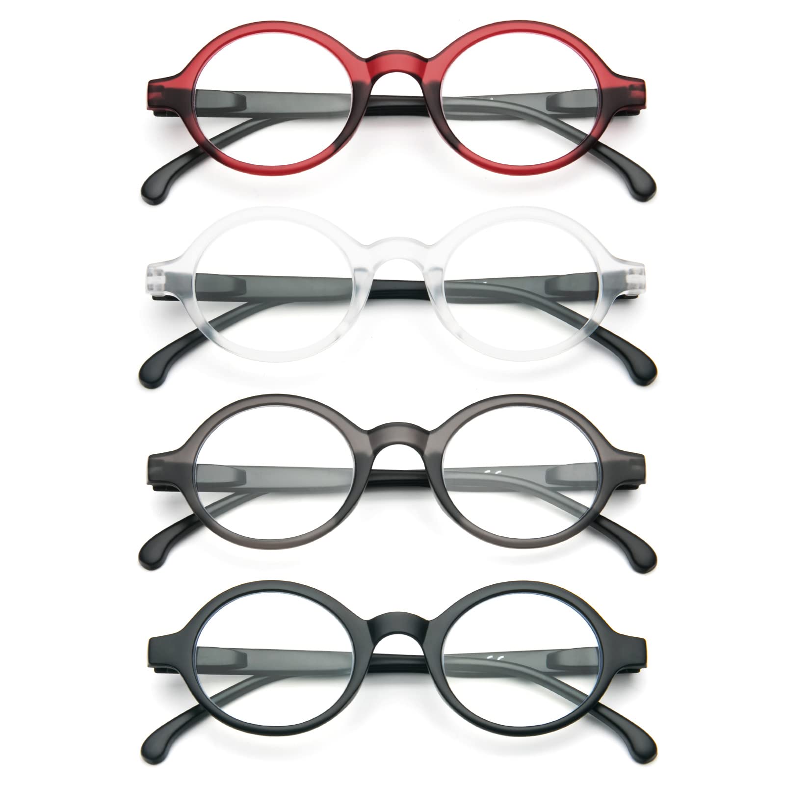 KoKoBin Pack of 4 Men's and Women's Small Round Anti-Blue Light Reading Glasses Practical Reader with Spring Hinges - Image 2
