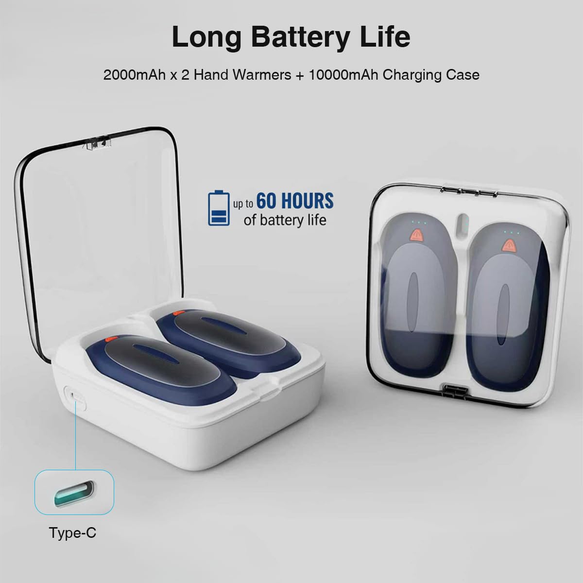 Scaldamani elettrici, ricaricabili, set da 2 pezzi da 2000 mAh, 3 livelli, compatto per guanti, scaldamani portatili per Natale, outdoor, campeggio, ideale come regalo caldo per uomini e donne