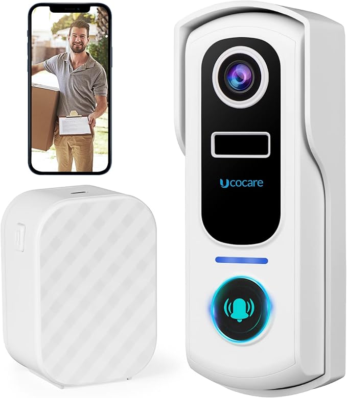UCOCARE Video Doorbell Wireless, 2K Wireless WiFi Doorbell Camera with
