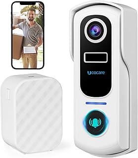 UCOCARE Video Doorbell Wireless, 2K/3MP Wireless WiFi Doorbell Camera with Chime, Works with Alexa,180 Day Battery Life for 1 Charge, Human/Vehicle Detection, 2-Way Audio, Night Vision, IP67