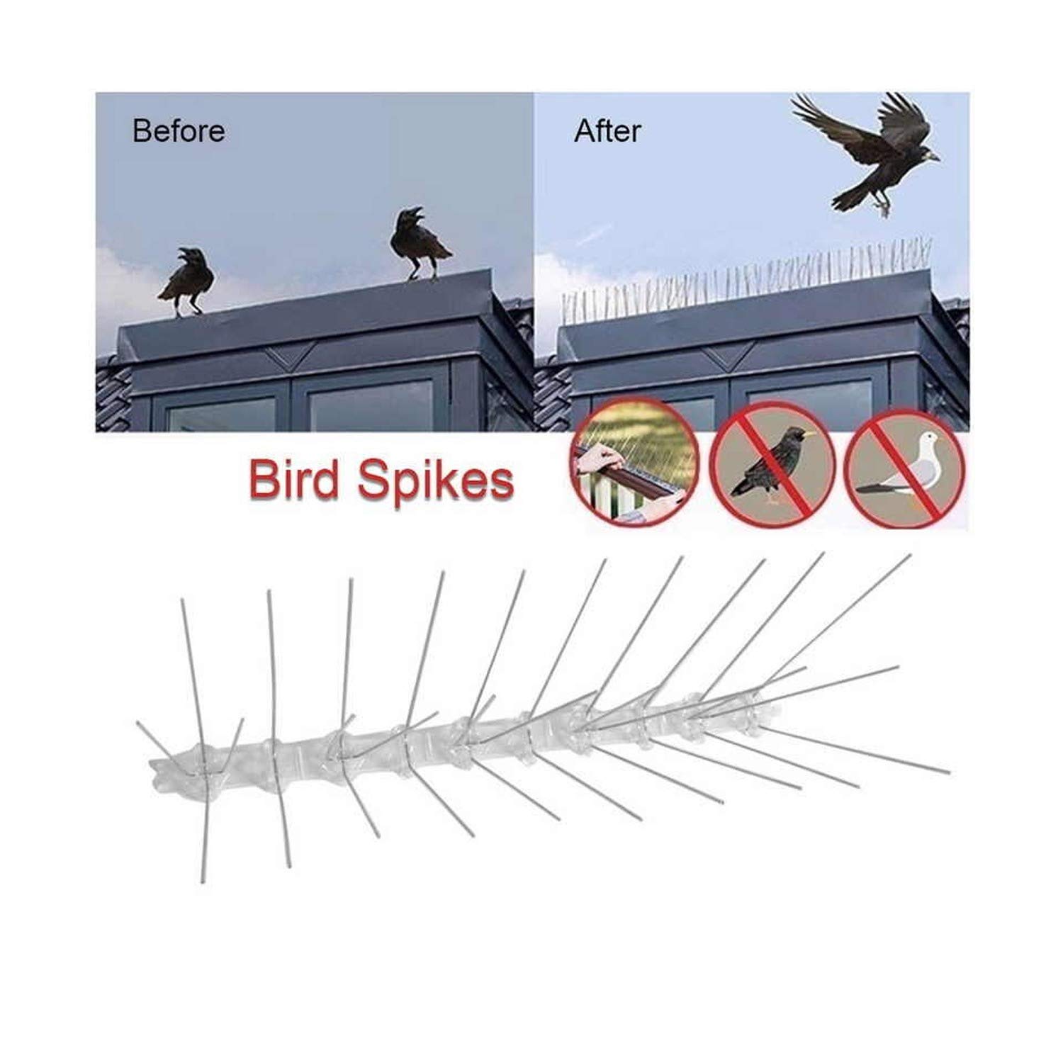 Juego de 5 puntas de acero inoxidable para pájaros. Gran defensa contra las piedras y las aves pequeñas