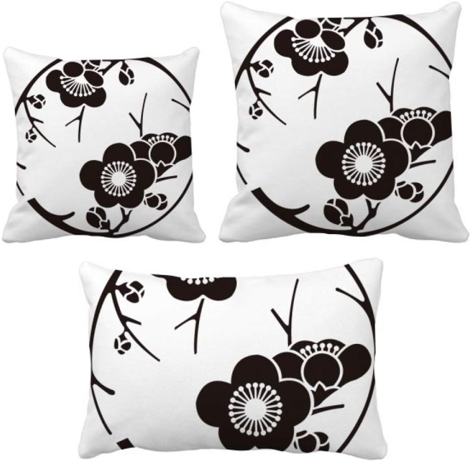 インド手織り クッションカバー ｜家具・インテリア通販 Re:CENO(リセノ) 日本文化のかわいい黒桜 インサートのクッション・カバー/装飾贈り物がセットした家のソファ、枕を放り投げます