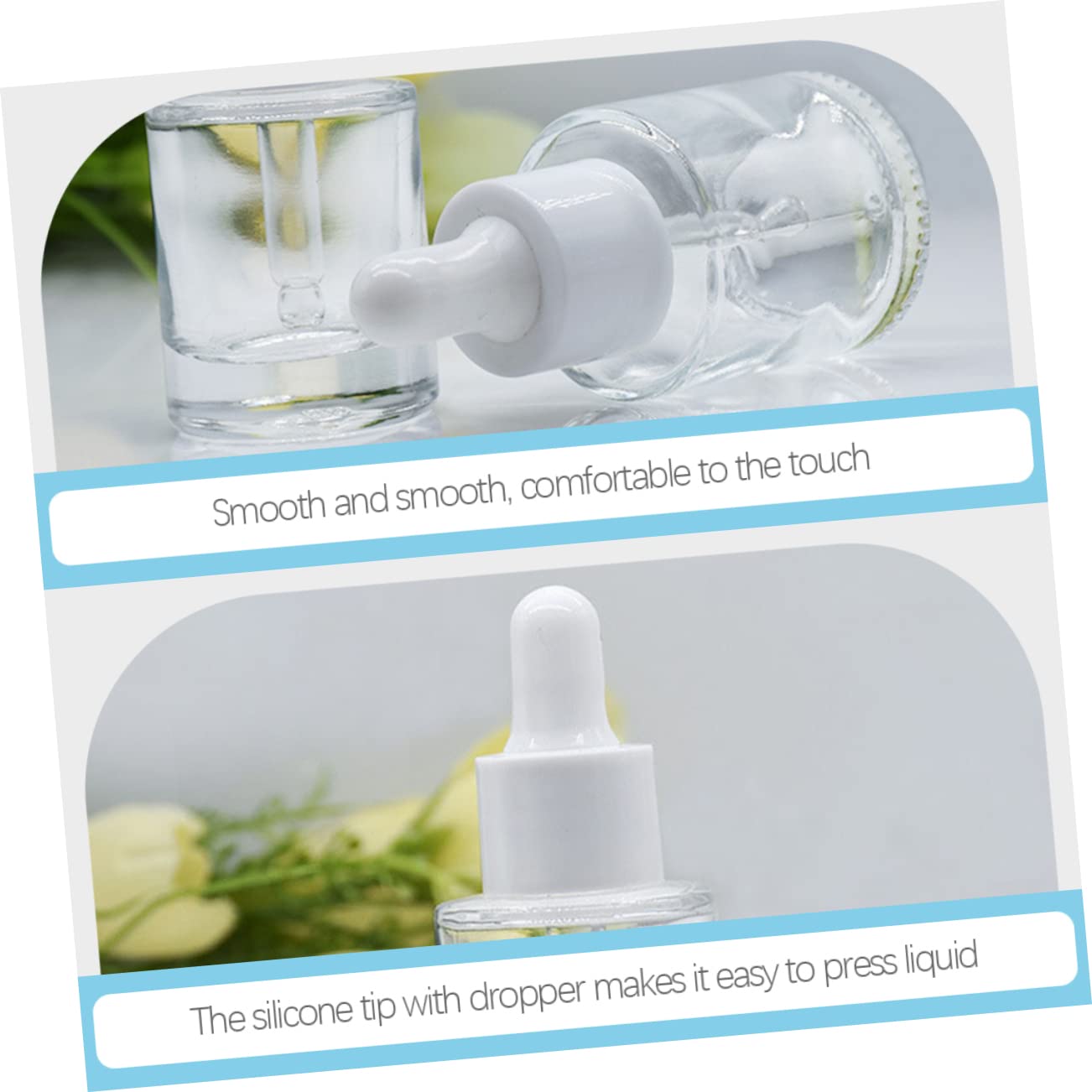 Beavorty 20 Frascos Cuentagotas de Vidrio Transparente, a Prueba de Fugas y Herméticos, para Aceites Esenciales, Aromas y Colognes