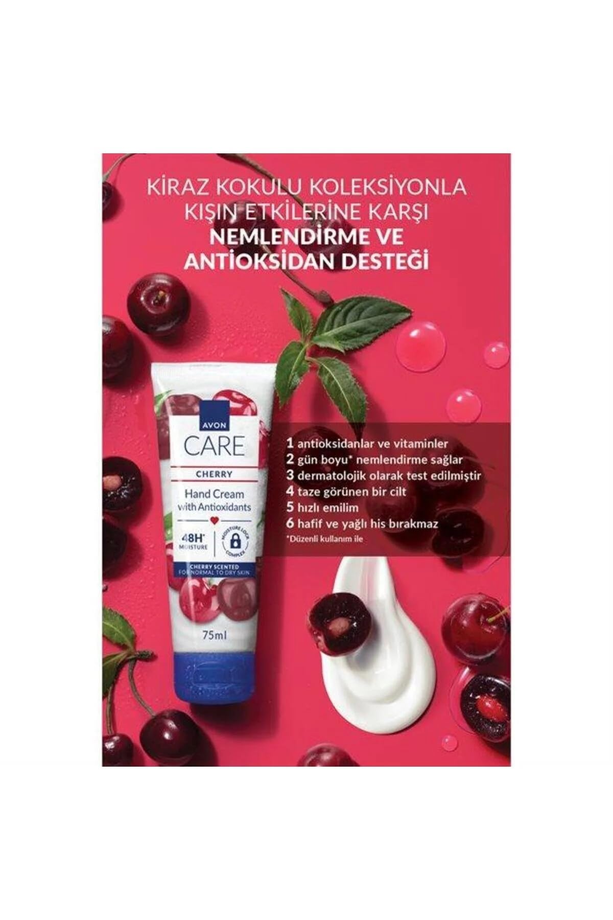 Avon Care Cherry Nemlendirici El Kremi, 75ml, Antioksidanlı