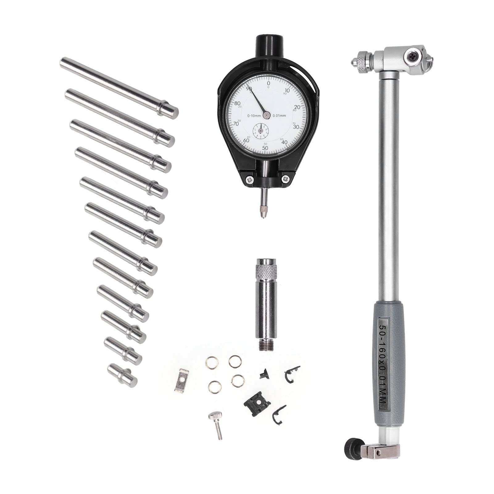 FTVOGUE Set di Comparatori in Lega di Alluminio, Calibro per Cilindri, Gamma 50-160 Mm, Precisione 0,01 Mm, profondità 150, Strumento di Misurazione per l'ispezione del Foro, Controlli Meccanici dei