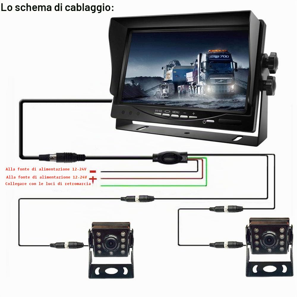 pumpkin1：2×8LED120 ° Ampio Angolo di Visione IR Vison Notturno Telecamera di Parcheggio a Retromarcia Impermeabile con cavo 15M Linea del cavo +7 "TFT LCD HD Car Monitor per Camion /Rimorchio/Camper