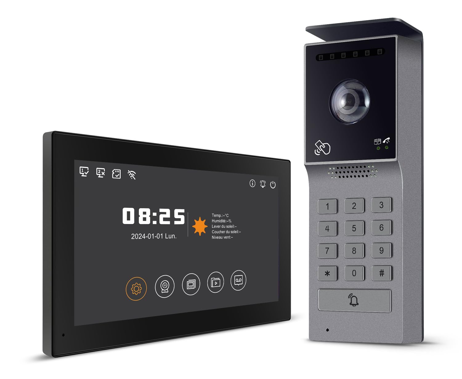 Visiophone Filaire Connecté à 2 Fils,Interphone Vidéo IP WiFi avec 7'' écran Tactile,Résolution 1080P,Unlock à Distance Via APP/IC Cartes,Audio Bidirectionnel, Connecté,Option IC Carte