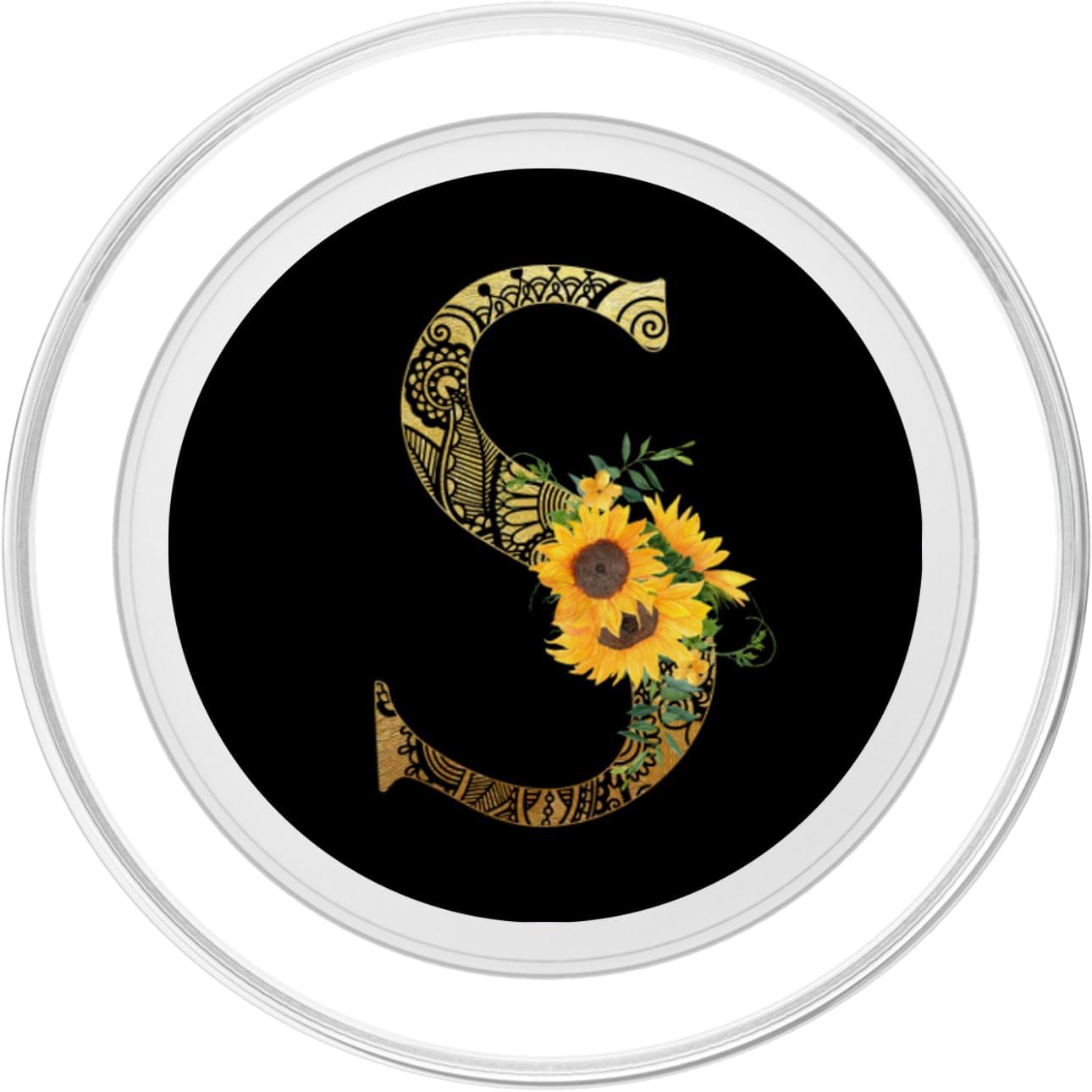 Sunflower Letter S - Phone Grip Stand S PopSockets PopGrip: Swappable Grip for Phones & Tablets PopSockets PopGrip for MagSafe