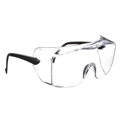 3M Gafas de seguridad, OX, se adaptan a los anteojos graduados (OTG), paquete de 20, ANSI Z87, lente transparente antivaho y marco negro