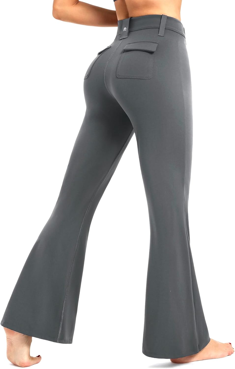 DemonQueen Women's Flare Pants with Pockets High Waisted Bootcut Yoga Pants-Tummy Control Bell Bottom Leggings