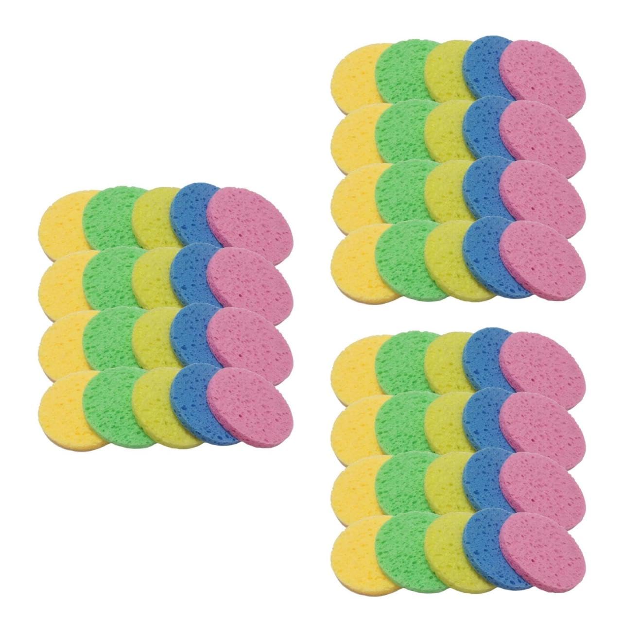 FRCOLOR 90 esponjas de limpieza de pulpa de algodón, esponja de limpieza facial para maquillaje, esponja de limpieza facial redonda, arcilla limpia