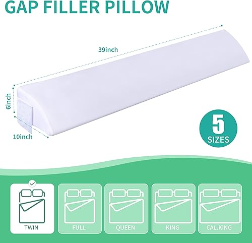 Miniatura 6 de Almohada de cuña de cama de tamaño individual (39 x 10 x 6 pulgadas) para dormir, almohada de cabecero, relleno de huecos de cama, cuña de colchón