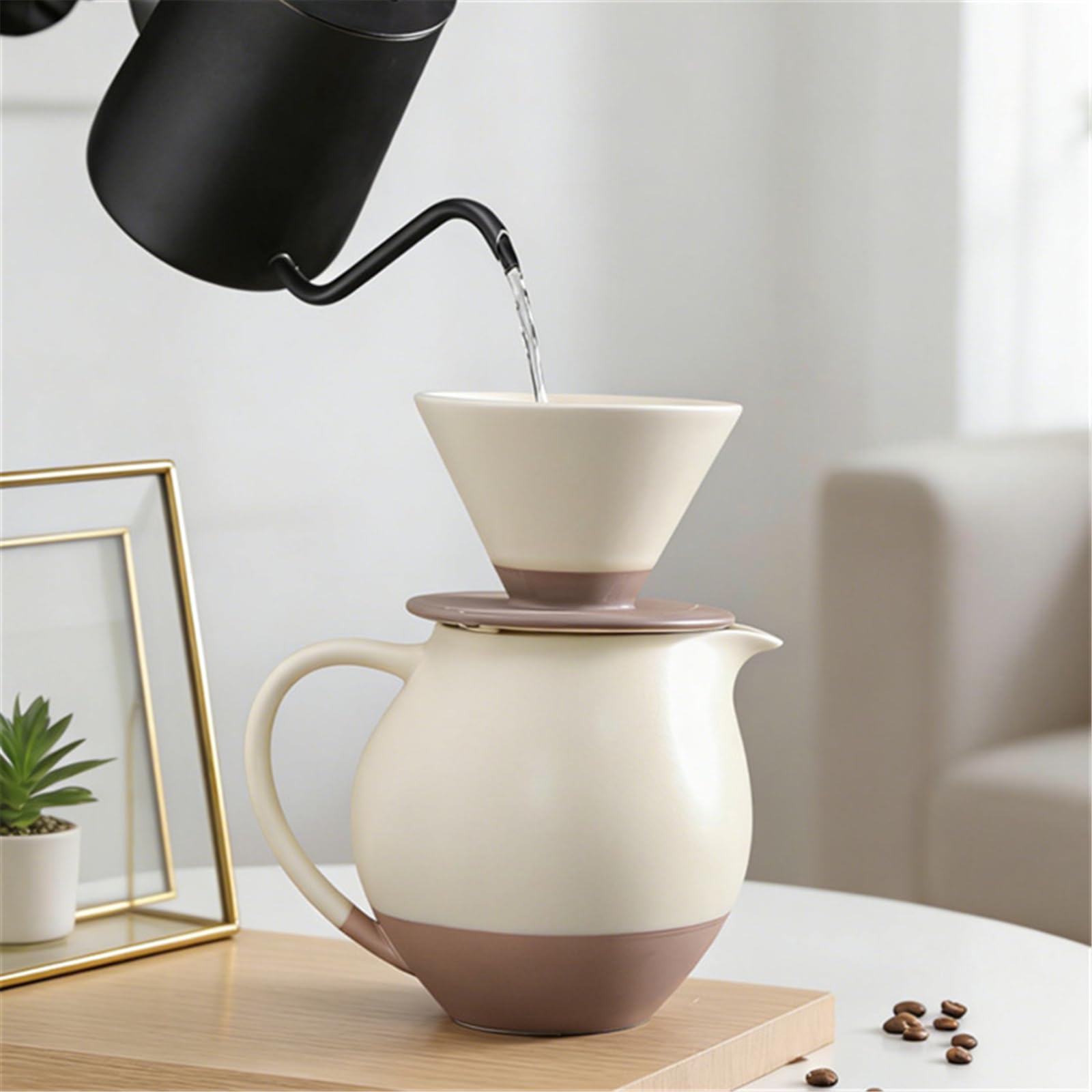 Juego de cafetera de cerámica con gotero y jarras de 830 ml para oficinas en hogar y cafeterías Restaurante Cafetera con Filtro