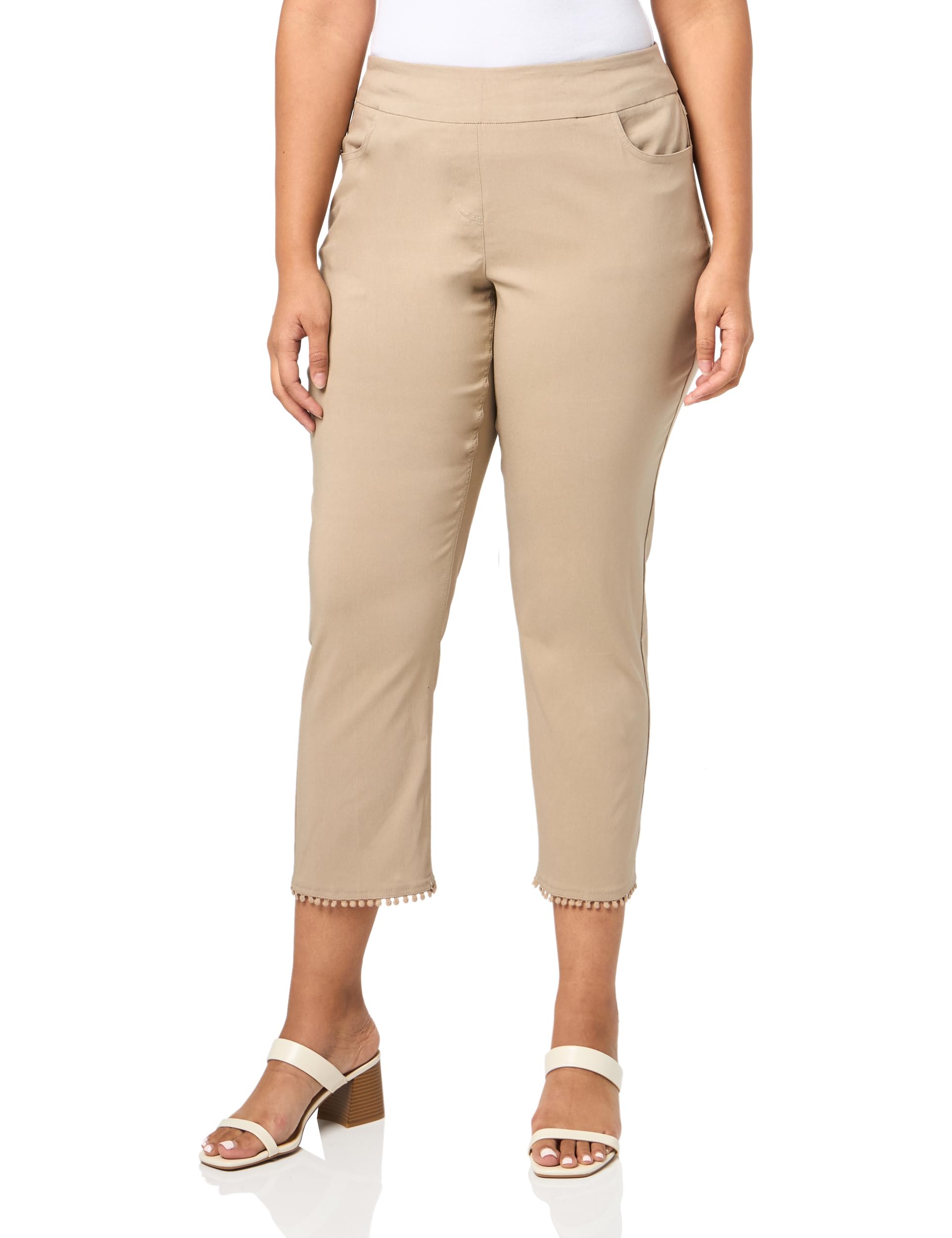 SLIM-SATION Womens Plus Size Pull-on Ankle Pant with Real Front and Back Pockets and Hem Trim