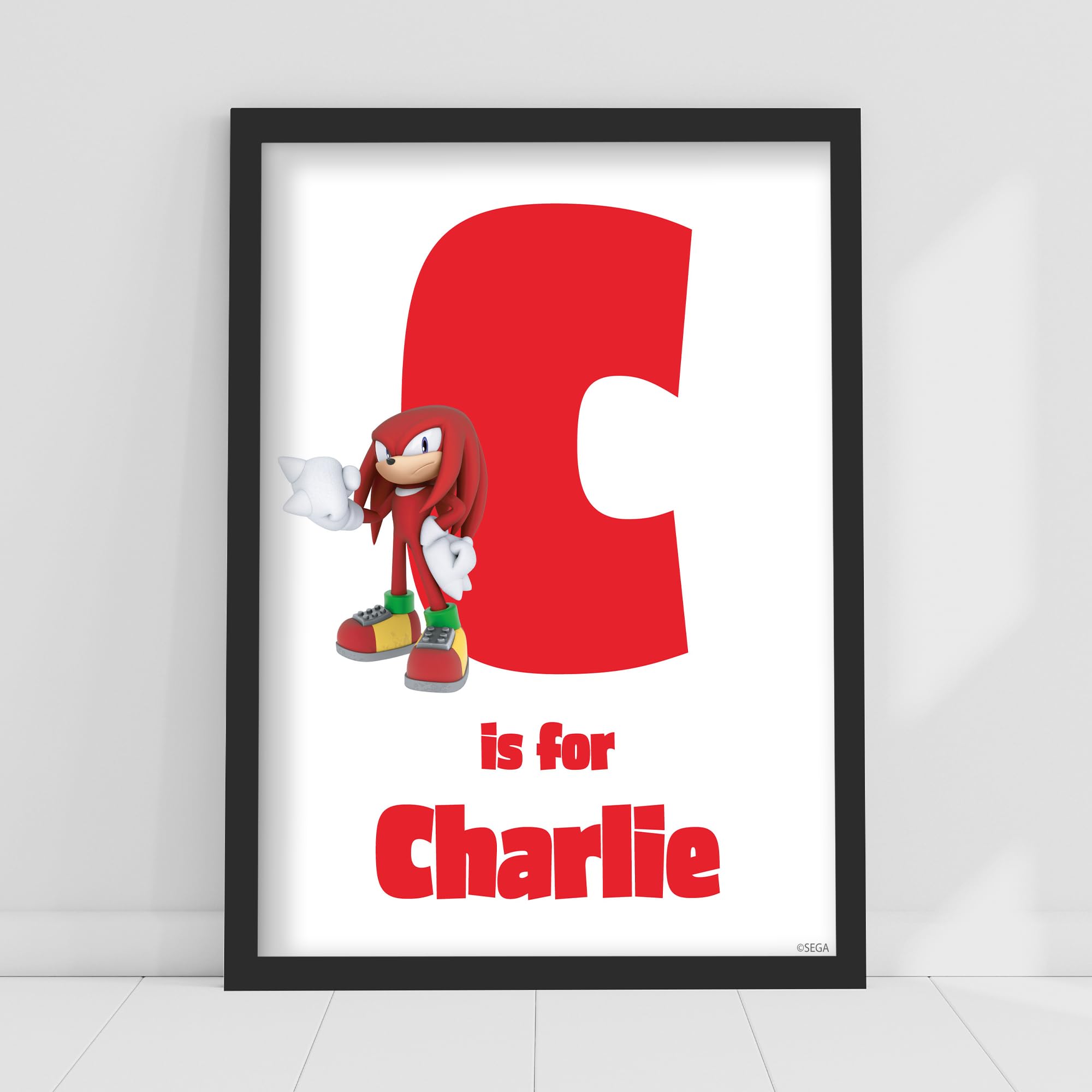Sonic The Hedgehog Print - Knuckles Letter And Name Personalised Poster Wall Art (42cm x 59.4cm - A2)