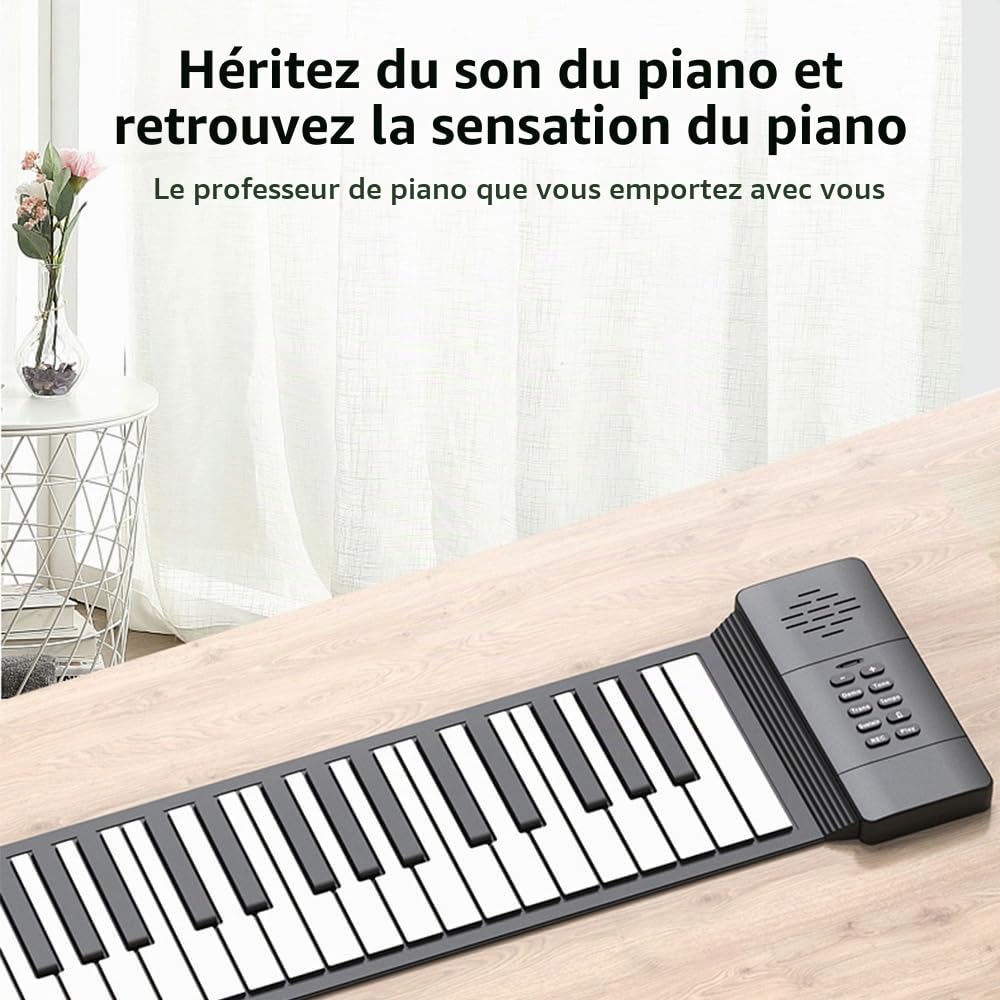 Btuty Clavier Électronique Portable à 88 Touches - Piano Pliable en Silicone Avec Haut-Parleur - Pour Usage Professionnel et Domestique