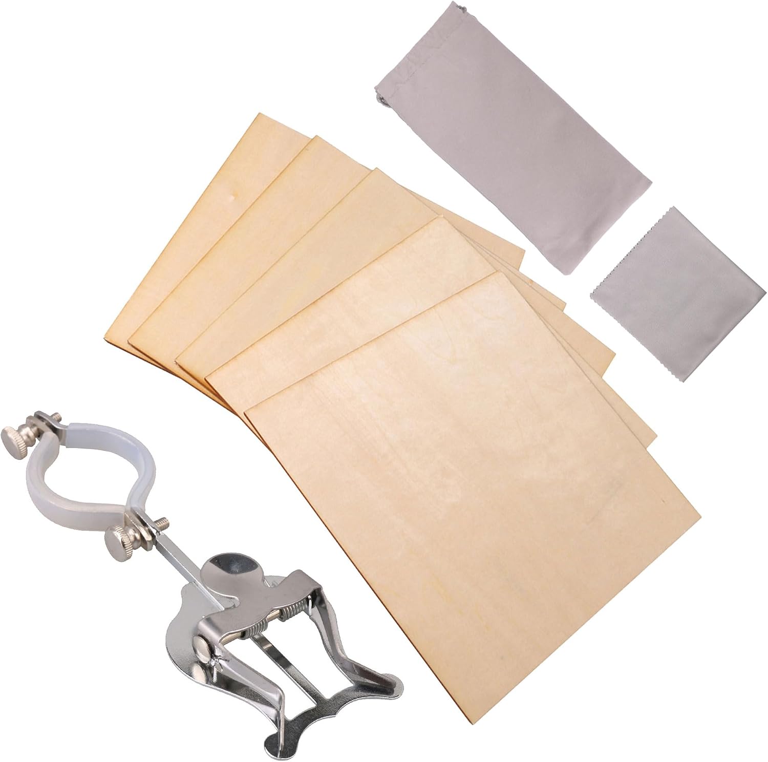 Bstinay Clarinet Marching Lyre Clamp-On Holders with Wooden Cork Sheets 1.5mm Pack of 6