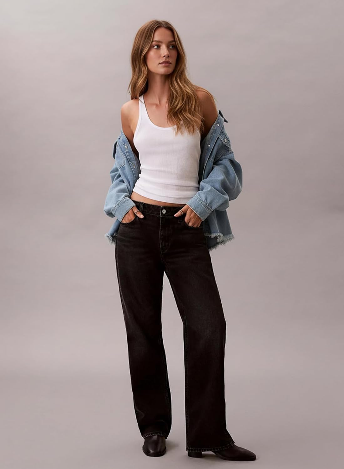 Dokotoo Women’s Oversized Denim Jacket Casual Long Sleeve Denim Shirts Distresse Jean Jacket Fall Outfits 2025