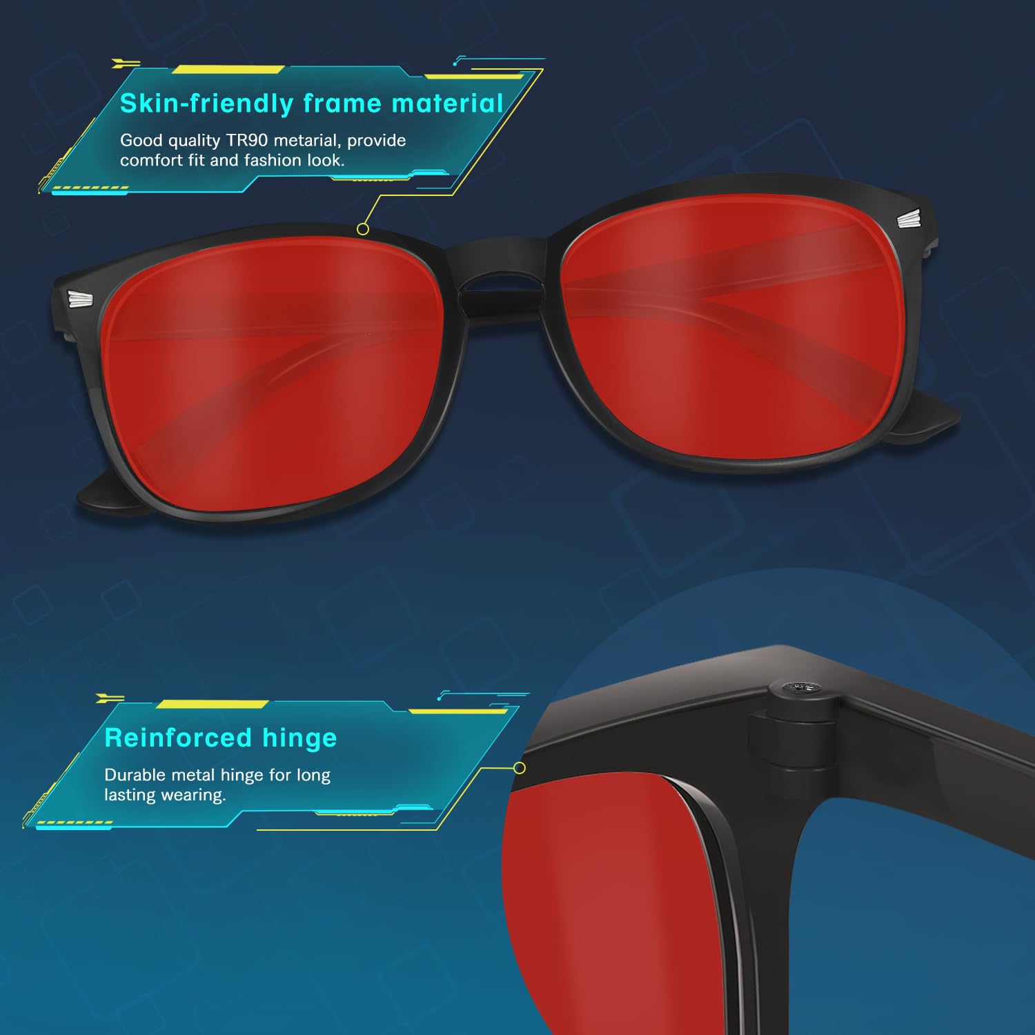 Gafas de luz azul para mujeres y hombres, 99% de bloqueo de luz azul para juegos de computadora