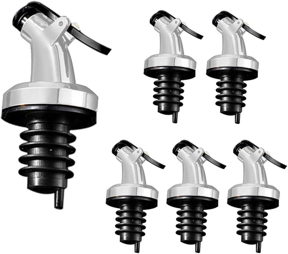 6 Packs Leak-Proof Pour Spouts Oils Dispenser Sets for Olive Oil, Wine, Vinegar, Soy Sauce Pour Spouts (Silver)