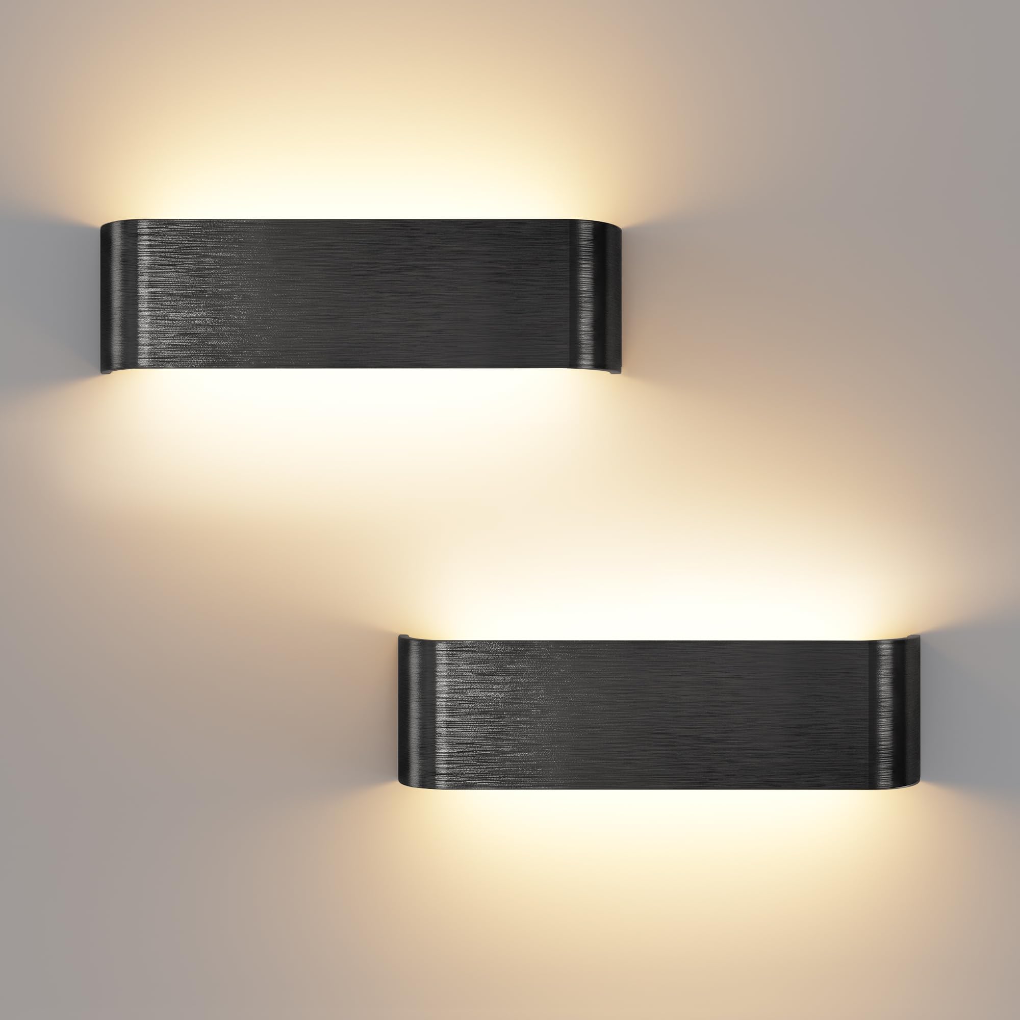 OOWOLF 29.5CM Indoor Led Wall Lights -Aluminium,3000K/4500K/6000K Adjustable Color Temperature, Brushed Finish Wall Lamp 2-Pack for Bedroom Living Room Kitchen Dining Room — image 1