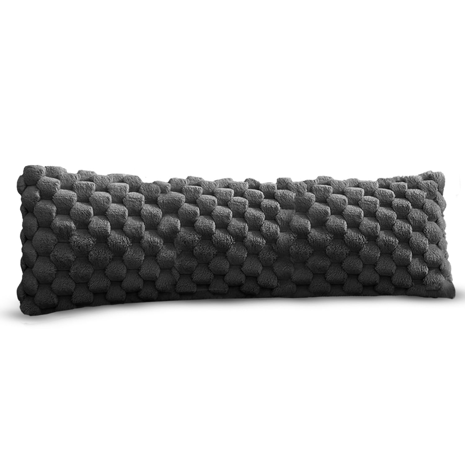Velosso Luxury Body Support Pillow, Chunky Popcorn Faux Fur Bolster, Long Cushion for Pregnancy, Maternity and Side Sleeping, Soft Hollowfibre Filling (Charcoal)