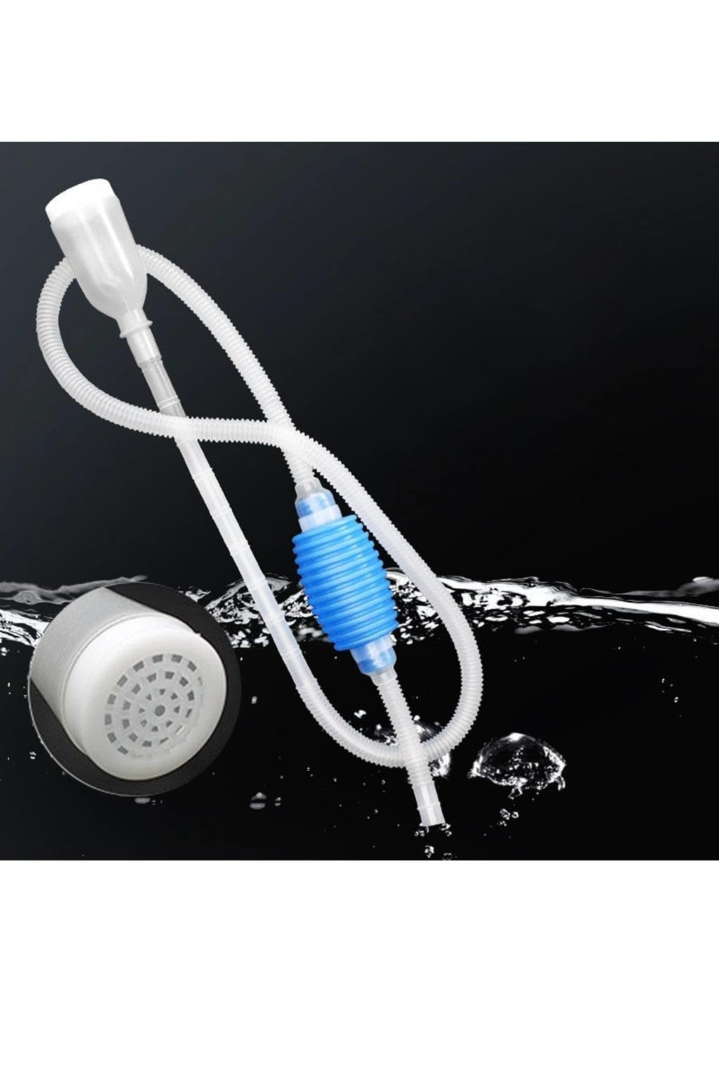 HEJINYUN Aquarium Gravel Cleaner Siphon Pump Fish Tank Water Changer Hand Pump Siphon Kit with Filter Screen for Sand Cleaning Daily Water Changing Fish Safe Gravel Vacuum Cleaner (Blue)
