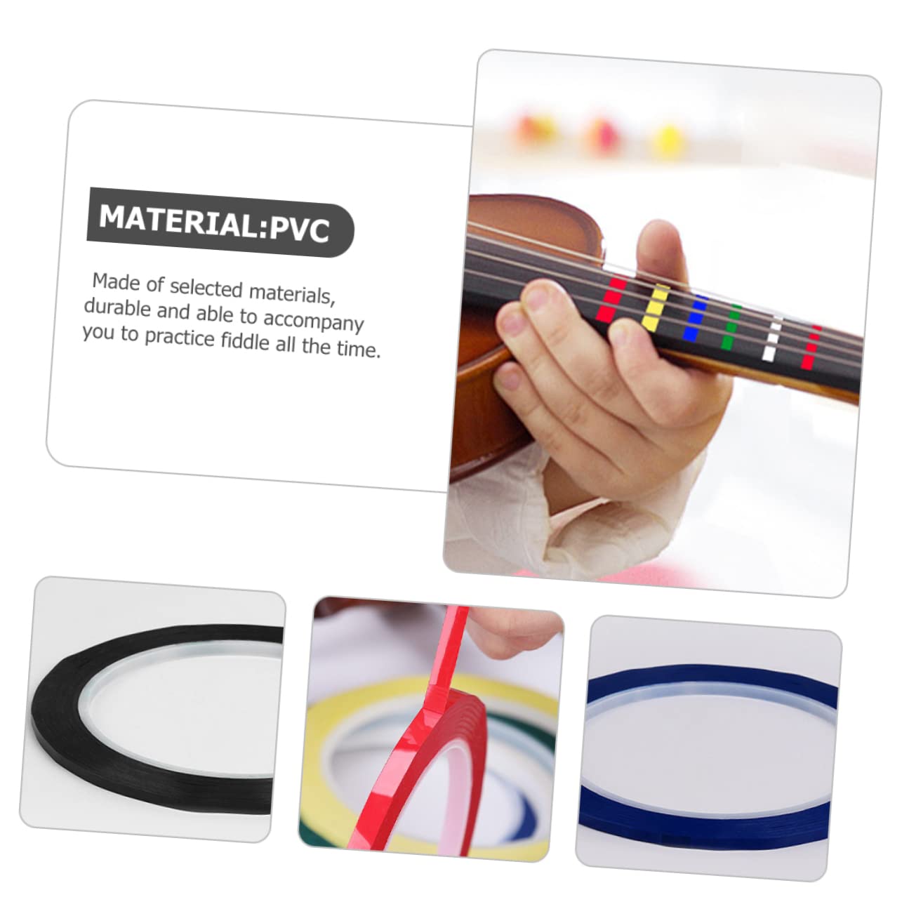 Abaodam 15rotoli Nastro Per Posizionamento Dita Per Violino Vari Colori Facile Da Applicare e Rimuovere Accessorio Per Principianti e Studenti Violino e Violoncello