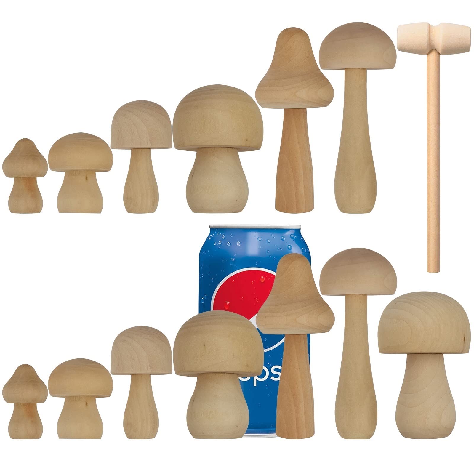Buy Natural Unfinished Wooden Mushroom Set, Wooden Mushroom Decor