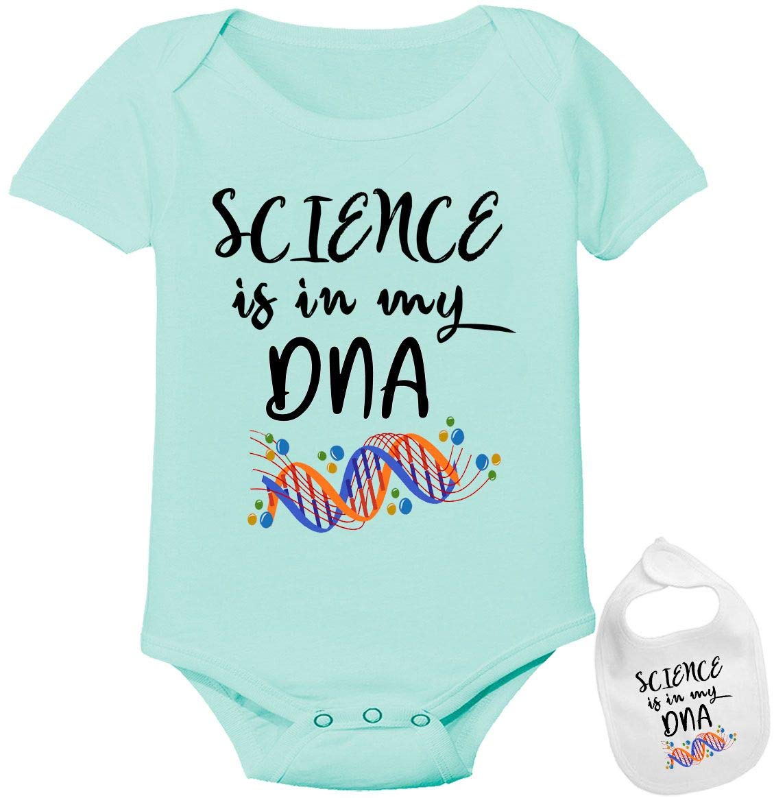 babybytesScience is in my dna !- Cute custom scientific academic Baby Onesie & bib Set