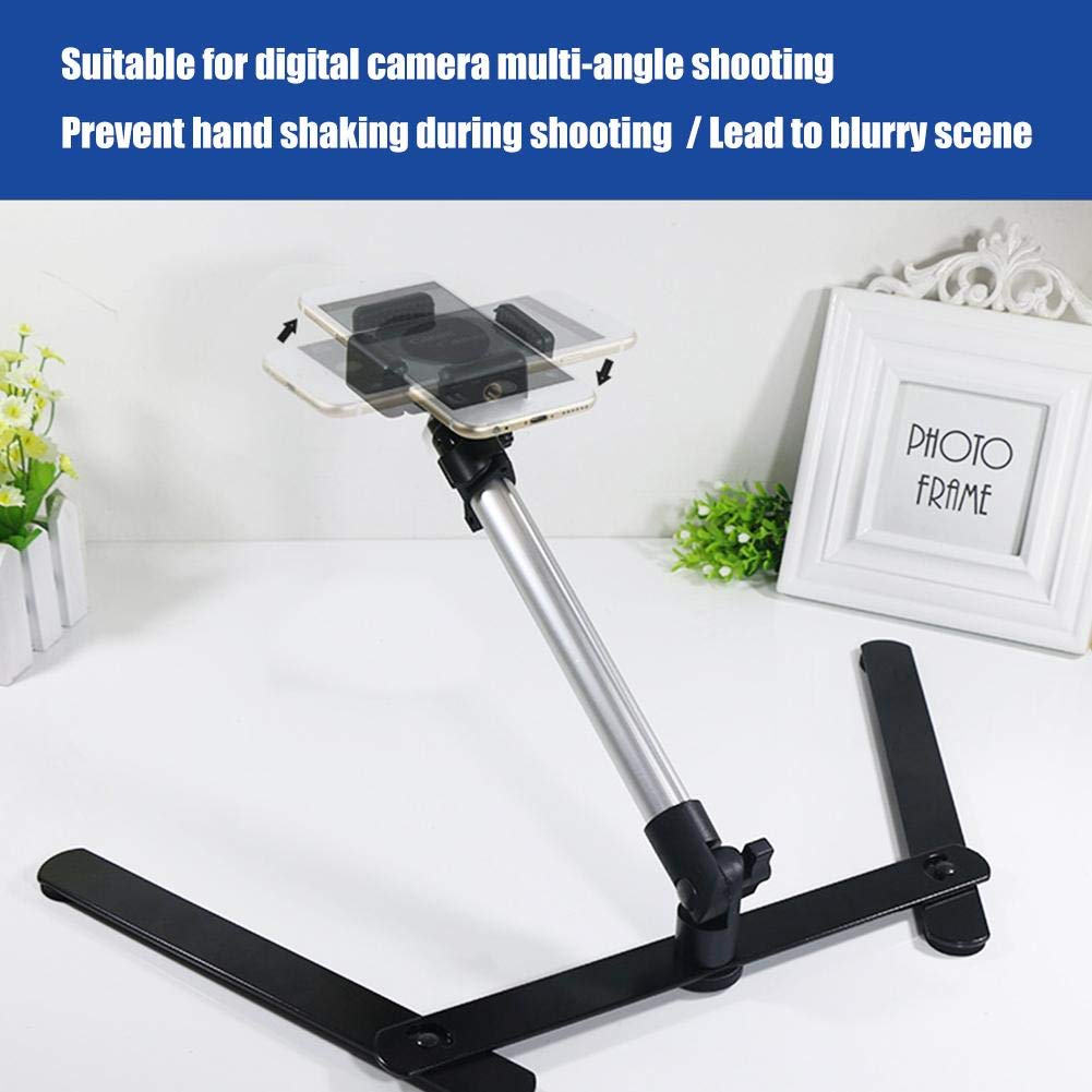 Topiky Trasmissione in Diretta Staffa del Supporto, Carico in Lega di Alluminio 2 kg Carico Regolabile a 360 ° Photo Studio Ripresa dall'alto Supporto per Copia Macro Fotografia Staffa