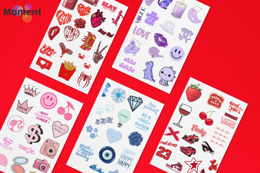 Image of 140+ Pcs Vibrant Aesthetic Color Vinyl Stickers - Full Mood | Waterproof, Laminated, Reusable, Self-Adhesive Stickers for Laptop, Phone, Diary, Scrapbook, Journal, Gift Box, Aesthetic Room Decor